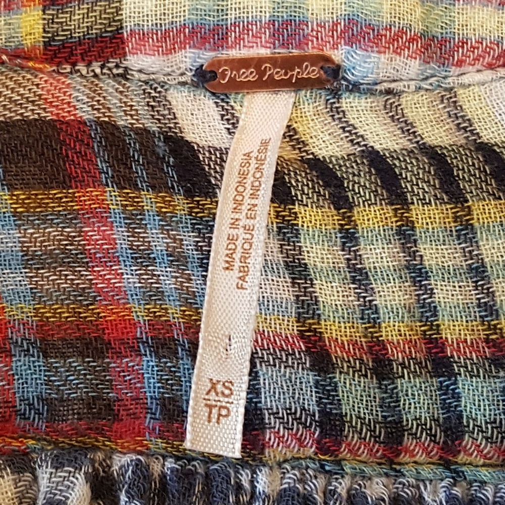 Free People plaid top oversized flowy - Picture 3 of 8